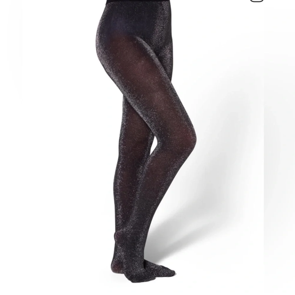 NWT Rebecca Minkoff 2 Pair Glitter Black Opaque Tights S/M